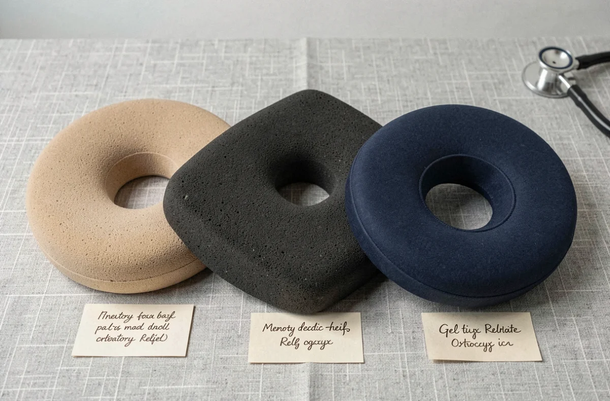 Comparaison de trois types de coussins orthopédiques pour soulager la douleur au coccyx en position assise