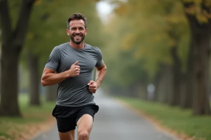 Coureur tenant son côté droit sous les côtes pendant une douleur lors d'un footing en plein air