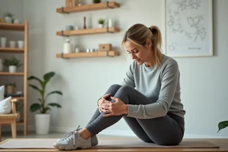 Femme en rééducation du genou dans un cabinet moderne