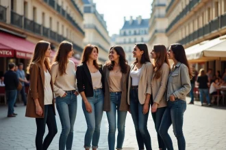 Groupe de femmes françaises dans un square parisien