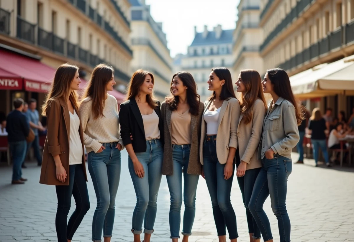 Groupe de femmes françaises dans un square parisien