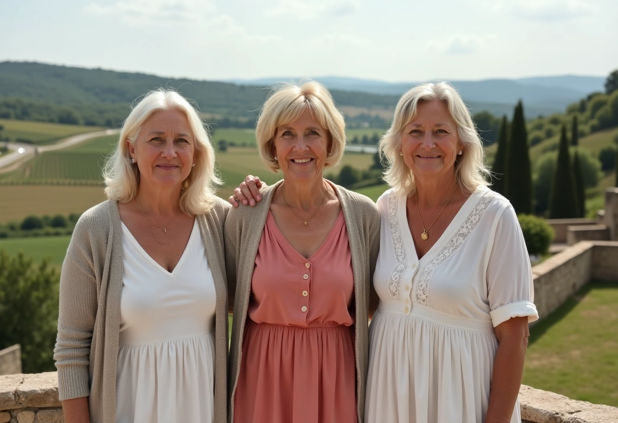 Femmes françaises dans le paysage provençal