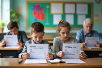 Jeune garçon adolescente et adulte étudiant la pression artérielle